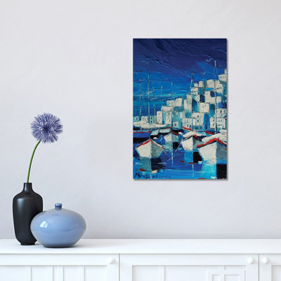 Greek Harbor by Mona Edulesco - Wrapped Canvas Painting