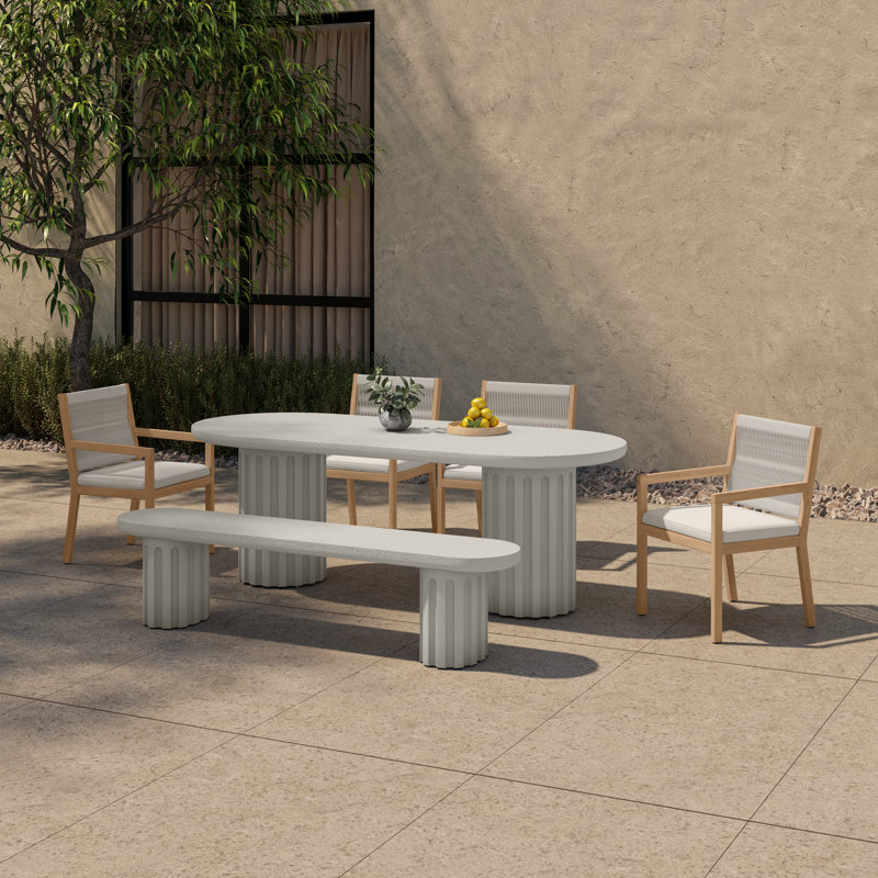 Pipperidge 86.5'' Stone Outdoor Dining Table