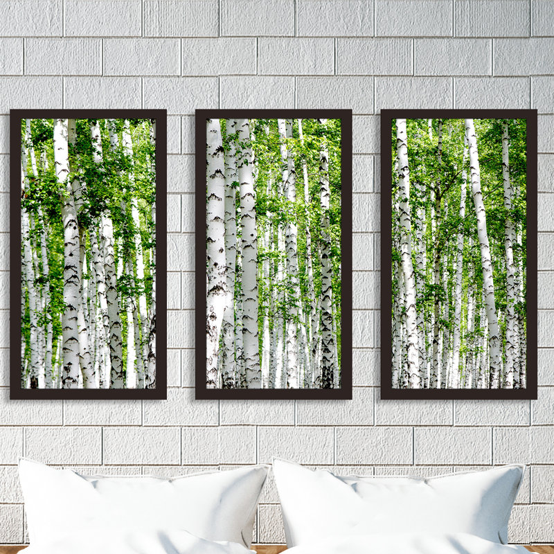 Bouleaux - ensemble de 3 reproductions de photos sur acrylique, H 33,5 po x l 52,5 po x P 1 po