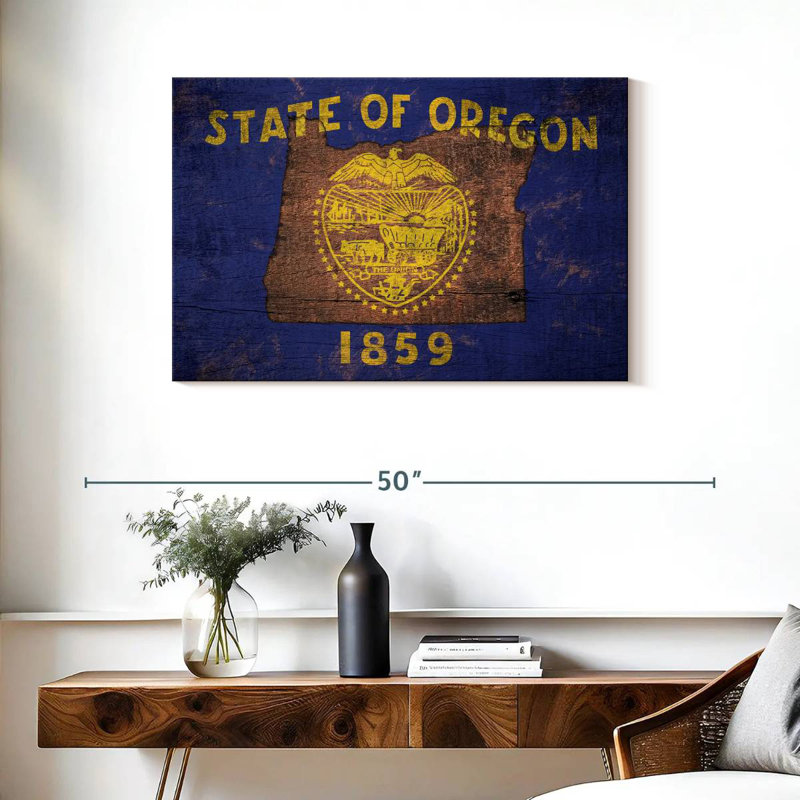 State Map Over Oregon Flag