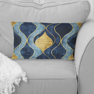 Blue Ogee Patterns XI - Midcentury Lumbar Pillow
