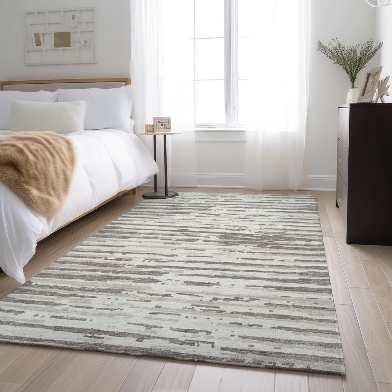Premium Machine Washable Prisco Taupe Rug, Rectangle 3' x 5'