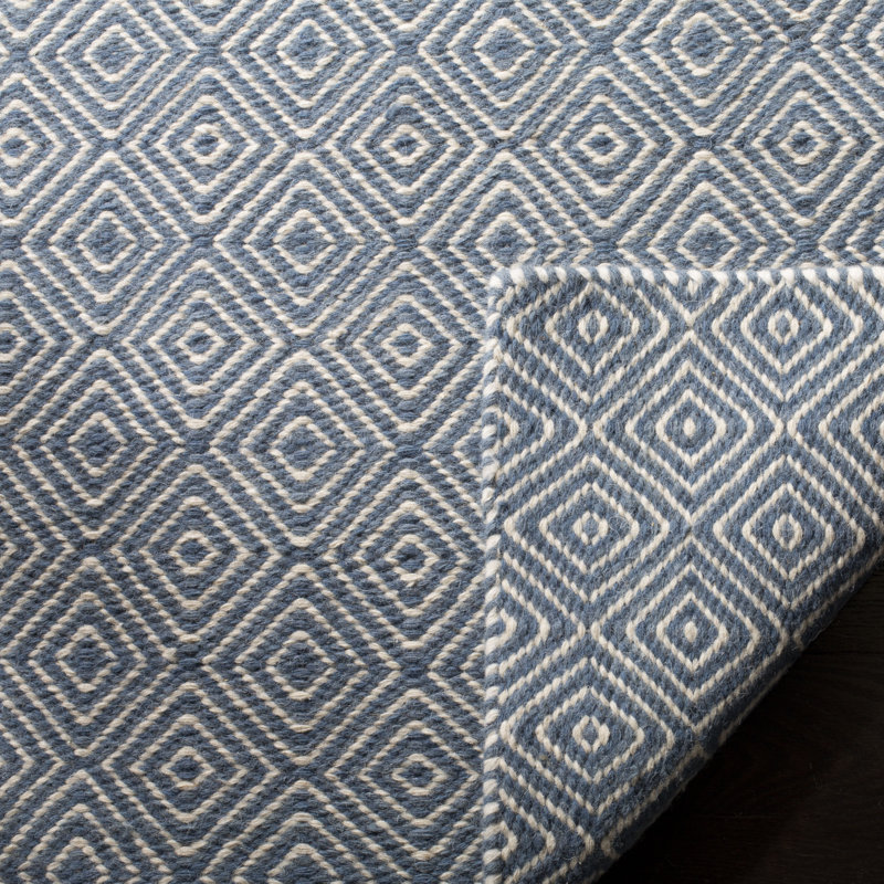 Bursaite Flat Weave Wool/Cotton Geometric Rug, Rectangle 9' x 12'