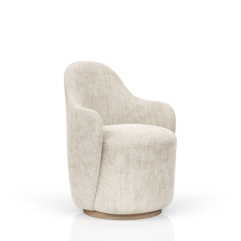 Fauteuil pivotant en tissu avec base rustique
