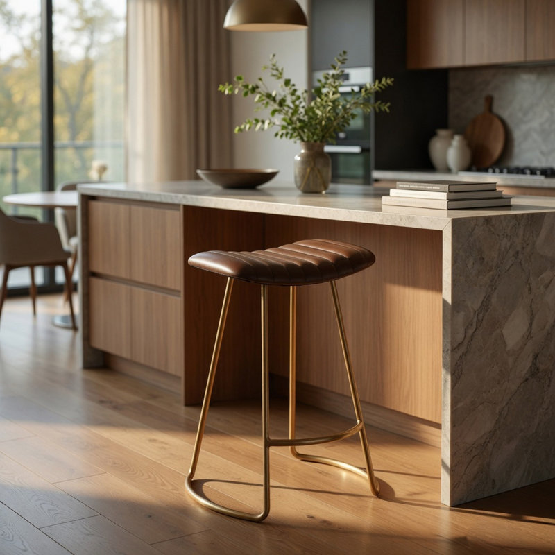 Tabouret de comptoir 25,5 po Calnie, Doré, Marron, Tabouret de comptoir (hauteur d'assise de 25,5 po)