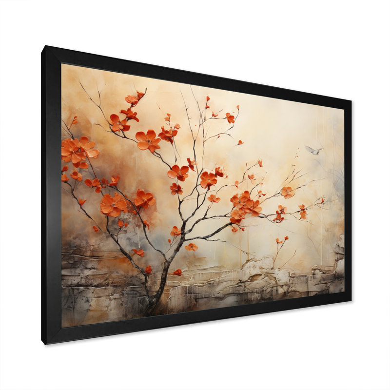 «Maple Trees Glowing Embers I», reproduction d'art sur toile érable, H 16 po x l 32 po x P 1 po, Cadre simple noir