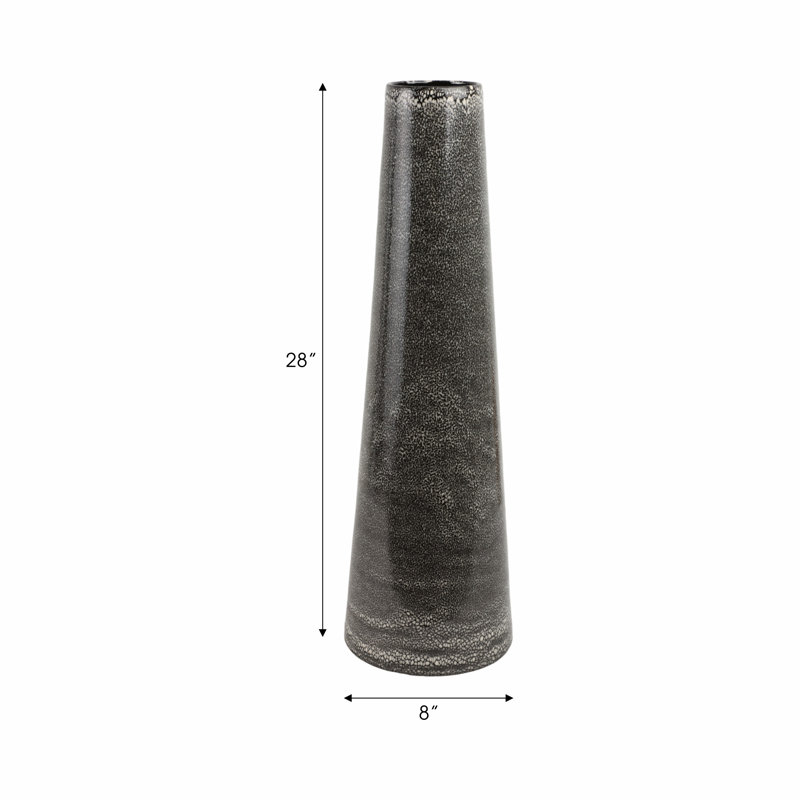 Ceramic Vase with Textured Two-Tone Design, 28" H x 8" W x 8" D