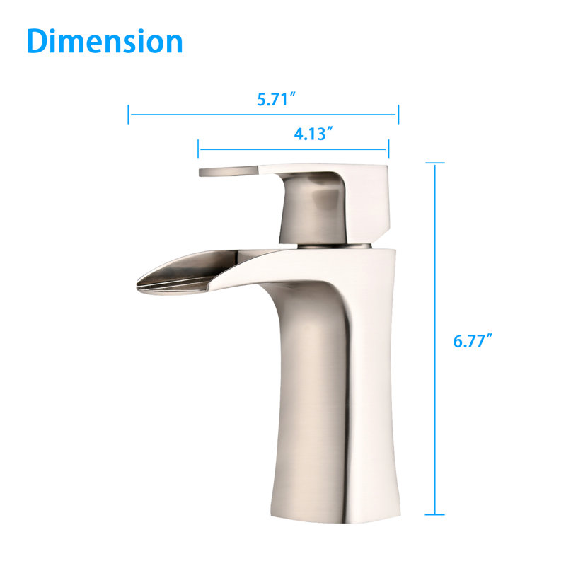 Brushed Nickel Bathroom Faucet, Waterfall Bathroom Faucet Pop Up Drain, Single Hole Bathroom Faucet