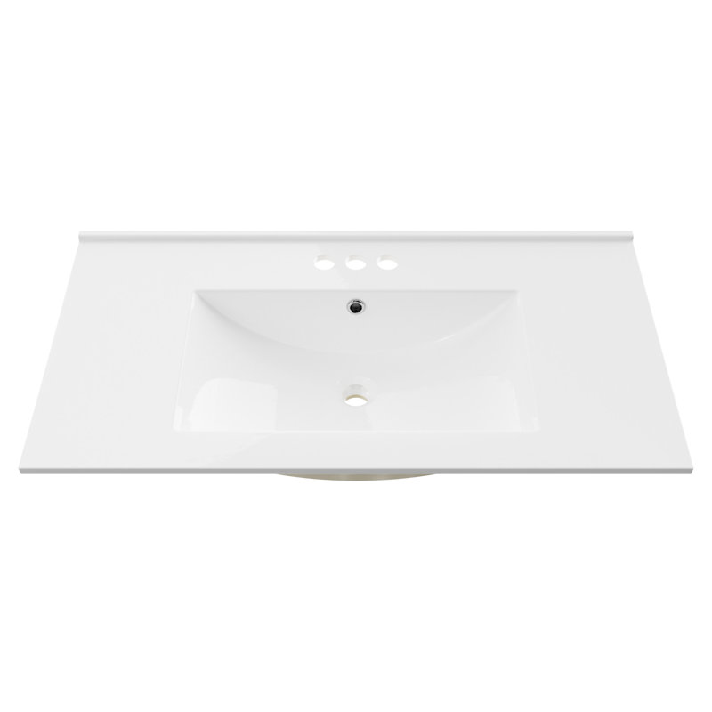 36" Ceramic Vanity Top with Rectangular Integrated Sink, 3-Hole, White