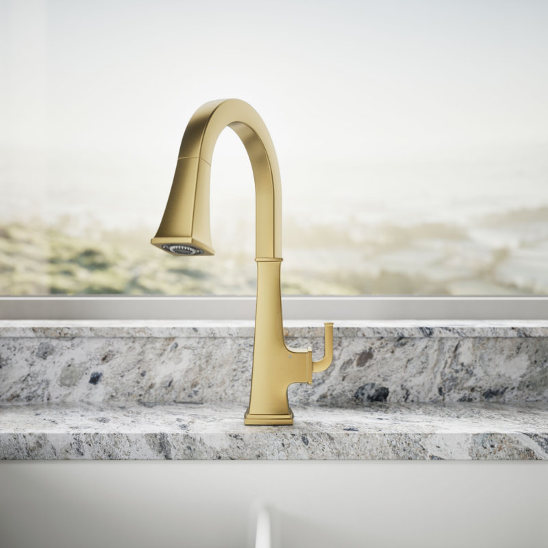 Riff Touchless Pull-Down Kitchen Sink Faucet, Moderne Brass