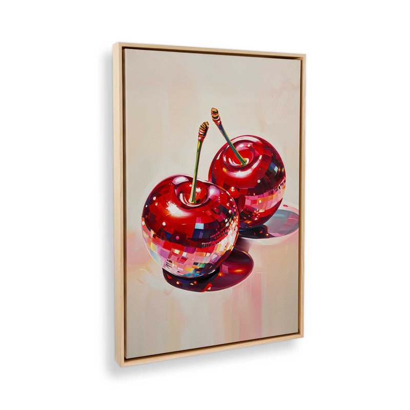Disco Cherries Canvas Print in a Frame, 30.75" H x 20.75" W, American Maple