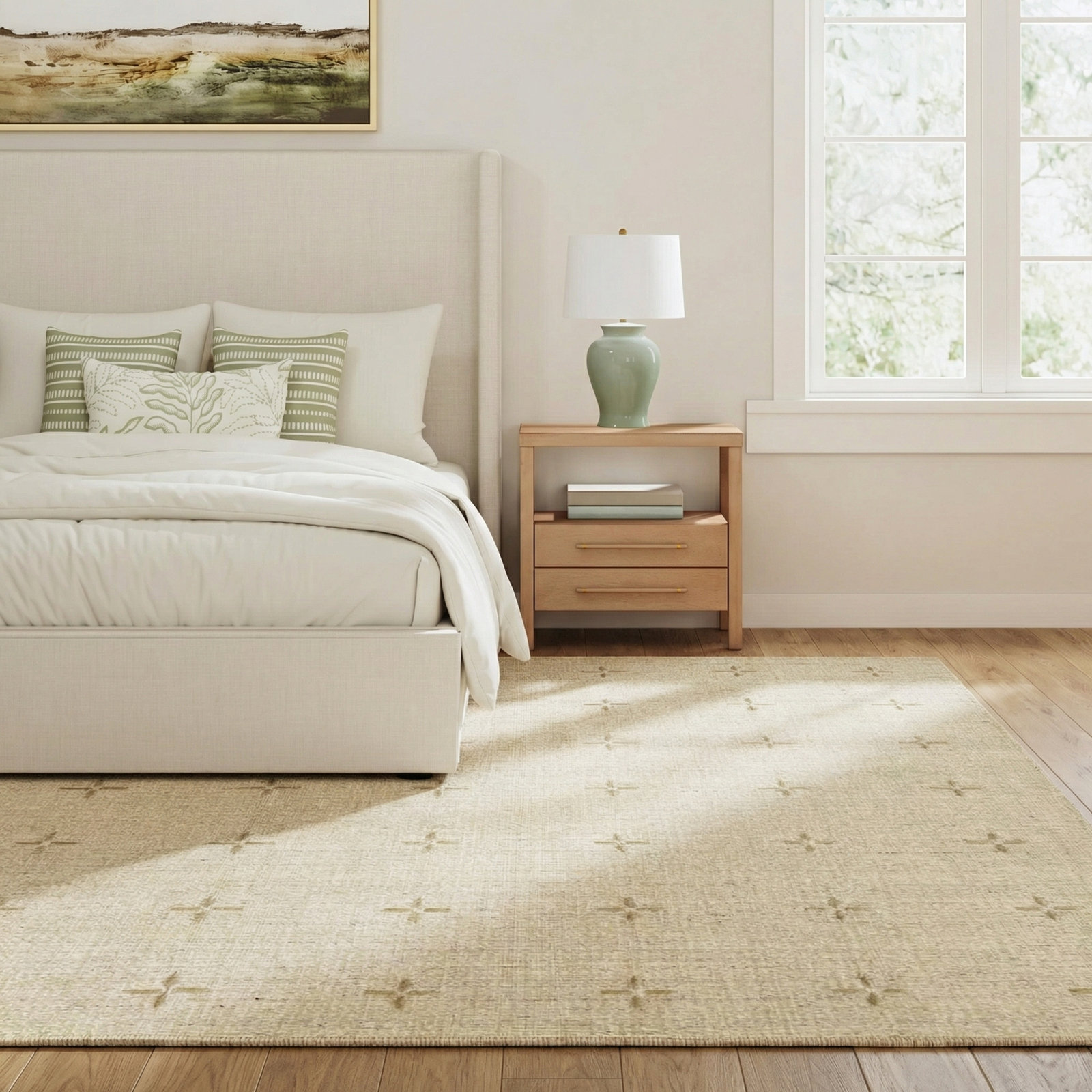 Patton Natural Hand-Loomed Geometric Wool Rug, Rectangle 9' x 12'