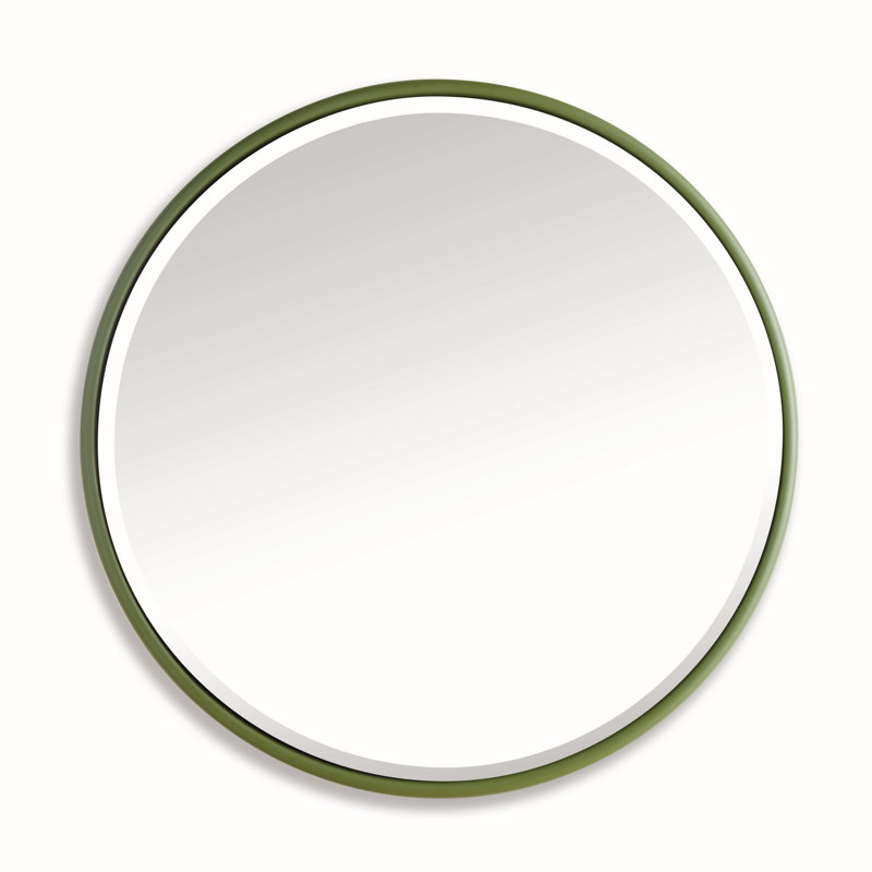 Miroir Orvis rond vert olive biseauté grand, Vert, 33,5 po x 33,5 po