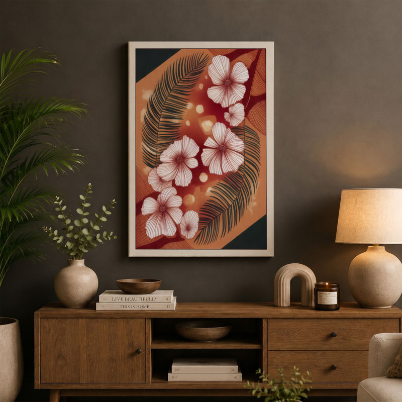 Feathered Blossoms Botanical - Wrapped Canvas, 18x12 - 45.7 x 30.5 cm, Sage Border