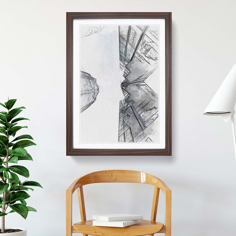 Sketching the Architecture Vol.70 - Picture Frame Drawing Print, Walnut Framed, 36cm H x 27cm W x 2cm D
