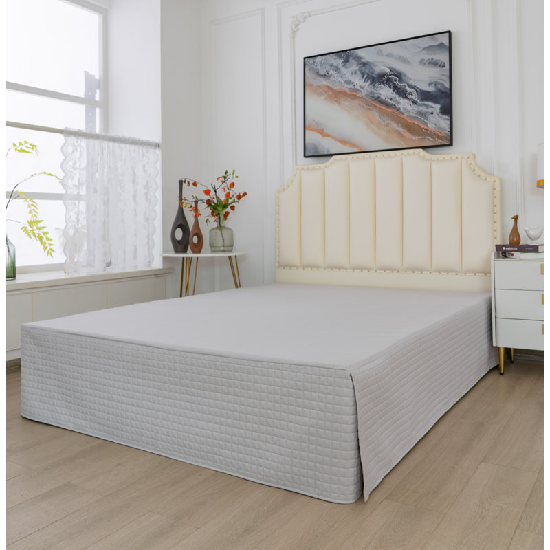 Jupe de lit matelassée 14 "Grid, Grand, Light Grey