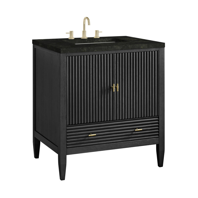 Myrrin 30" W Single Vanity, Carbon Oak, Phantome Eclos, 8" Widespread