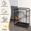 Cage à cage noire en métal pour animaux avec roulettes