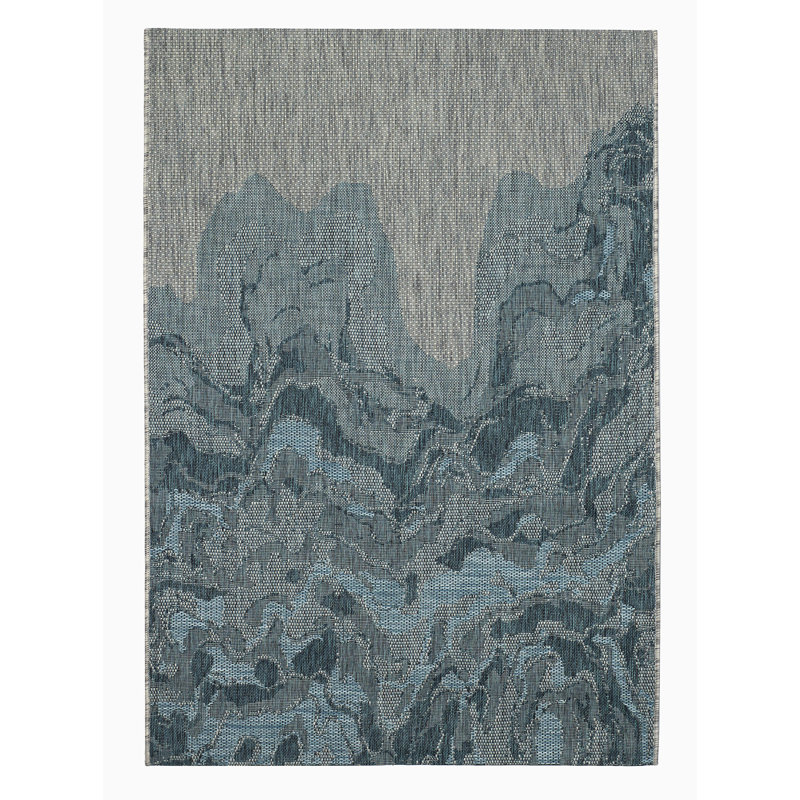 Tapis intérieur / extérieur en polypropylène tissé à la machine Rectangle Deeasia, Rectangle 2 pi 7 po x 4 pi 11 po