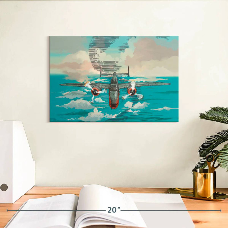 Mehar avion au-dessus de la mer, H 8 po x l 12 po