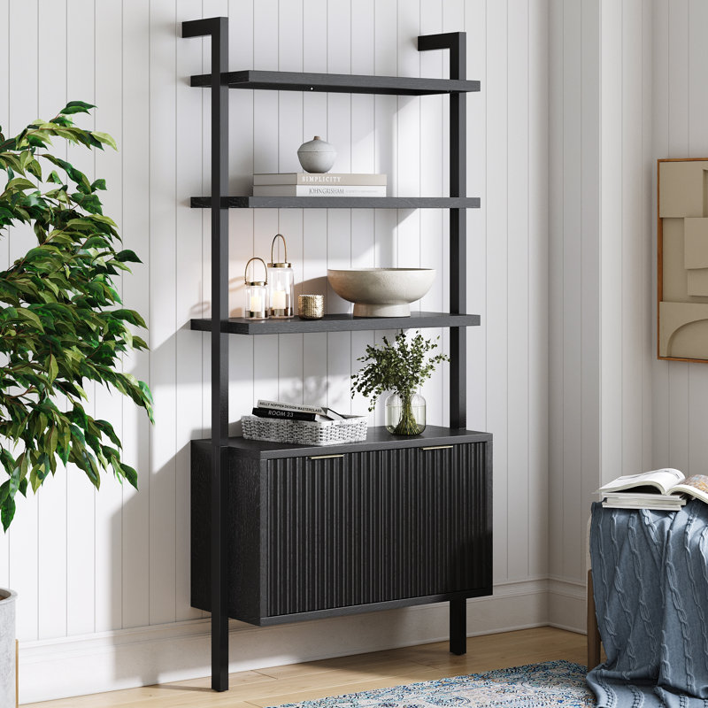72" H Wood Storage Bookcase, Black