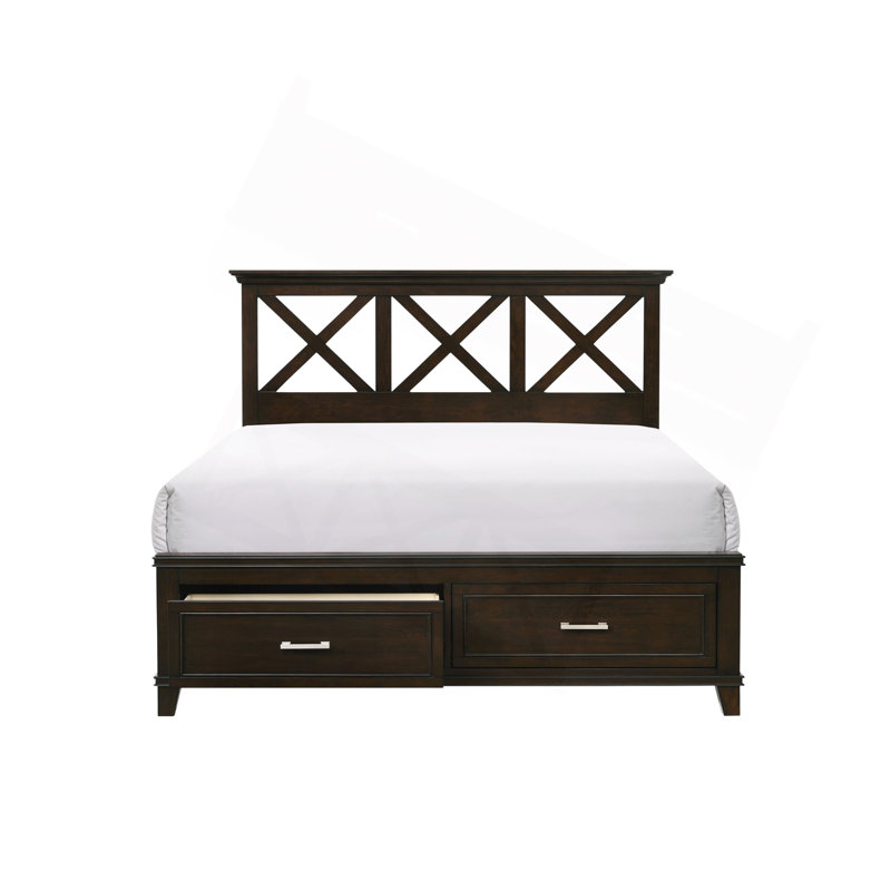 Lit avec rangement Modern X, Très grand lit, Acajou