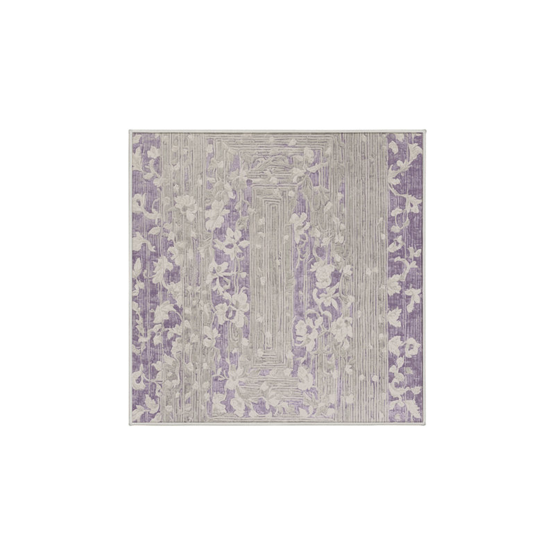 Machine Washable Beige Area Rug, Square 5'