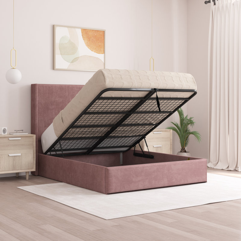 Boiko Upholstered Ottoman Storage Bed, Lilac, Single (3')
