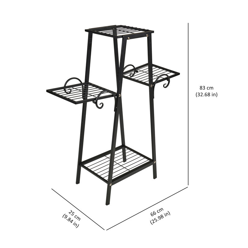 Black Metal 3-Tier Outdoor Plant Stand