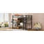 Lit mezzanine double en métal avec garde-robe intégrée, tiroir, bureau et tablettes