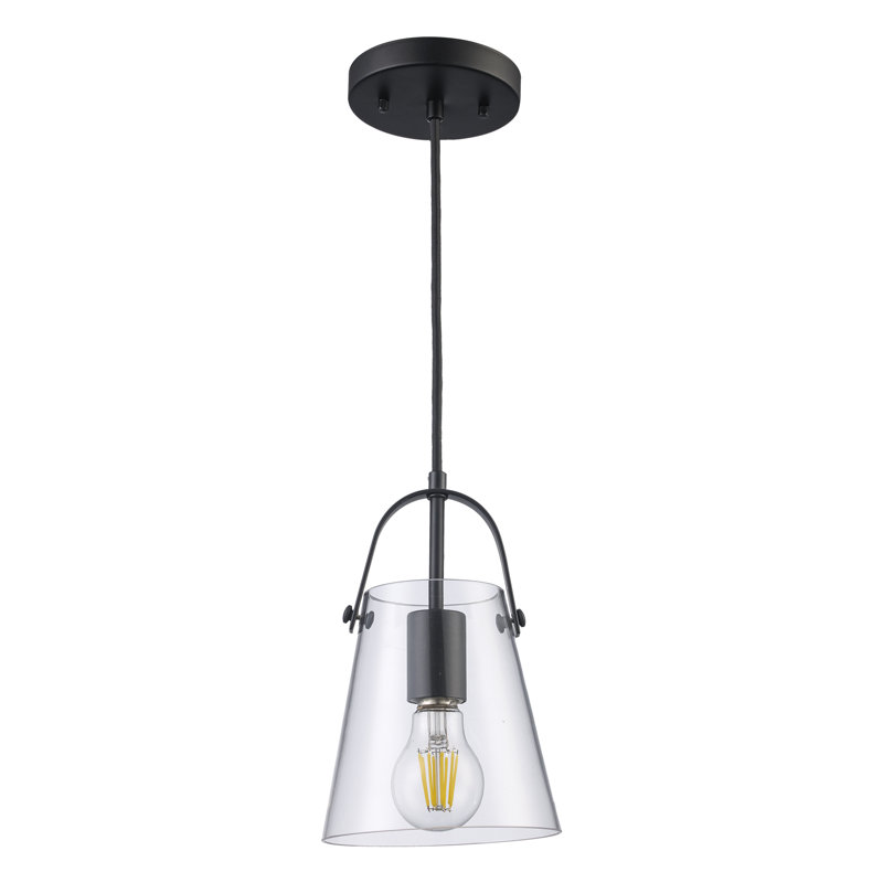 Luminaire suspendu à 1 lumière Lequetta, H 9,5 po x l 6 po x P 6 po, Noir