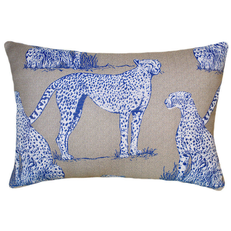 Sallie Duncan Designs Indoor/Outdoor Pillow Cover & Insert, Rectangular, Blue/Tan/White