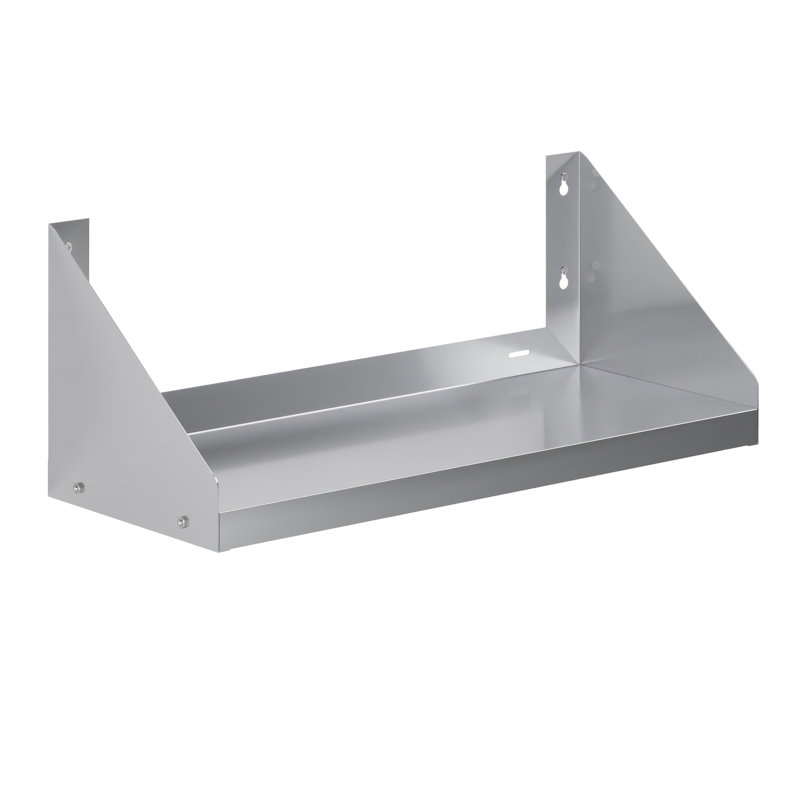 Tablette murale 12 po x 30 po en acier inoxydable avec protections latérales