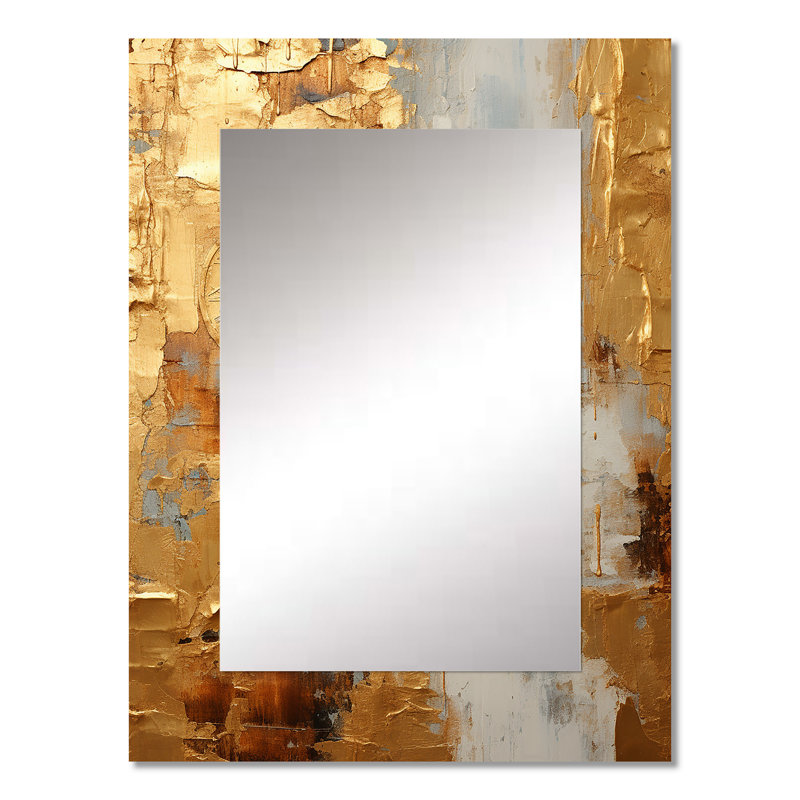 «Vintage Gold Togetherness I», peinture abstraite grand miroir mural, miroir décoratif moderne, impression d'art en métal