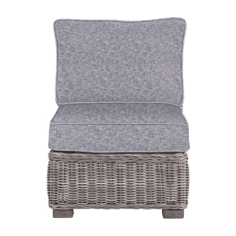 Rustic Woven Sectional Slipper Chair, Welt, Oyster, Verona Fossil
