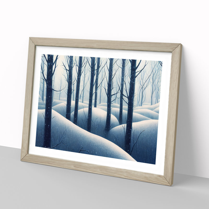 Hopeful Winter Forest - Single Picture Frame Print, 25cm H x 34cm W x 2cm D, Oak