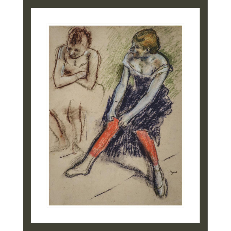 Danseuse avec des bas rouges par Edgar Degas, impression giclée encadrée, H 29,45 po x l 23,5 po
