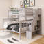 Lit superposé simple au-dessus de double avec cadre en bois avec rangement et escalier-1438821208