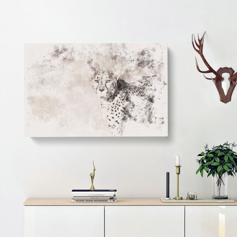 Cheetah With Orange Eyes - Wrapped Canvas, 35cm H x 50cm W x 3cm D