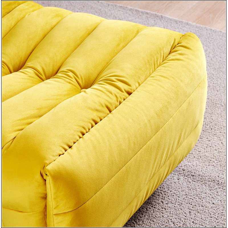 Comfortable Rotatable Lounge Chair with Side Pocket for Relaxation, Yellow