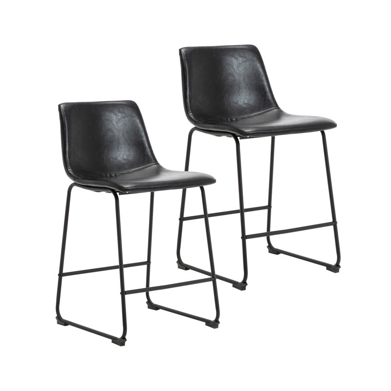 Tabouret Kaylee, Noir, Tabouret de comptoir (siège d'une hauteur de 26 p