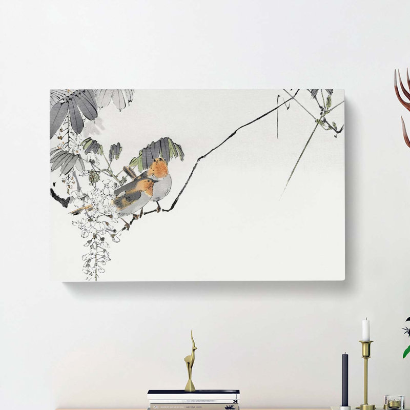 Two Sparrows by Watanabe Seitei - Wrapped Canvas, 50cm H x 76cm W x 3cm D