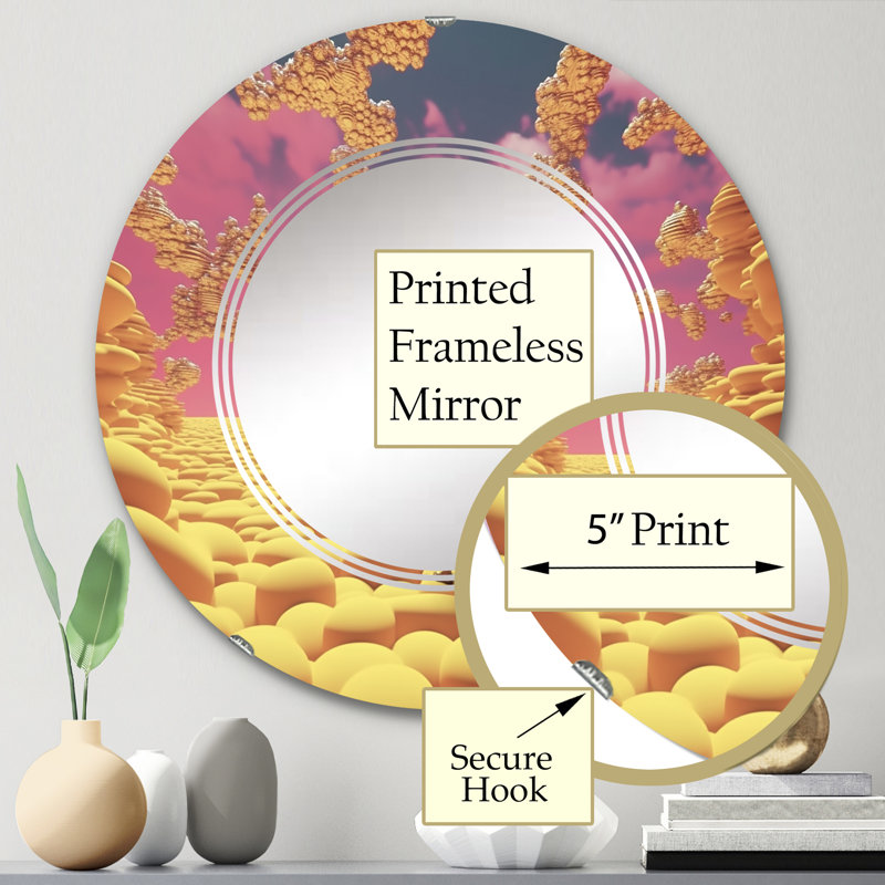 Portici - Miroir mural moderne rond, 24 po x 24 po