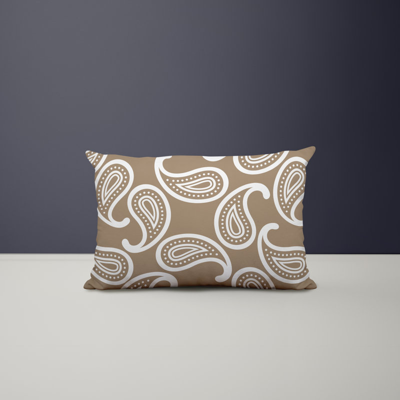 Paisley Outdoor Reversible Throw Pillow, Beige