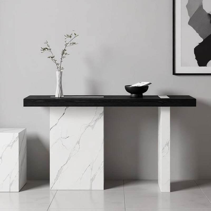 Table d'entrée moderne et luxueuse, H 33,46 po x l 55,11 po x P 15,75 po, Blanc cassé