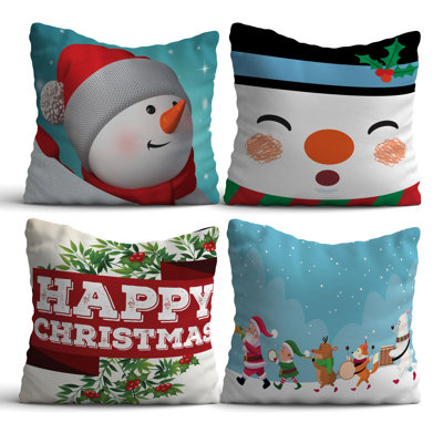 Premium Cushion Set (4 Pieces), 17.0 x 17.0 Inches, 50% Cotton / 50% Polyester | Machine Washable, Digital Print Design | Soft & Durable, Perfect for Living Room, Patio, and Bedroom Decor