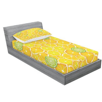 Lemon Orange Lime Fruit Citrus Round Cut Circles Big and Small Sheet Set -  Ambesonne, bswpil_21883_twinxl