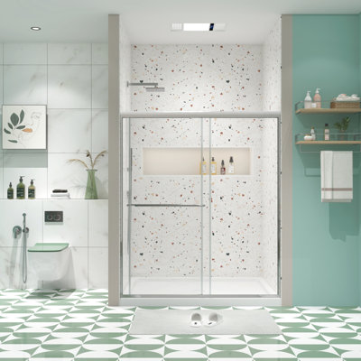 Bypass Shower Door - 1/4" Tempered Glass, Chromed, 50 54" X 70", Good Leak Proof, Smooth Sliding Chromed Finish, Collision, Easy Installation