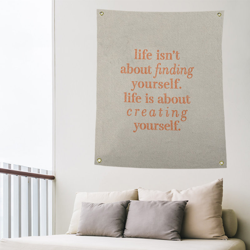 Tapisserie en polyester à créer vous-même quote, H 36 po x l 26 po, Blanc / Orange