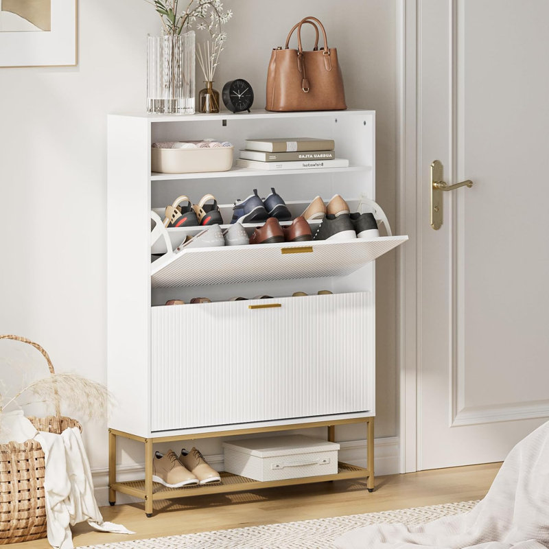 Range-chaussures en bois blanc